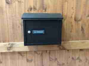 letter box built into gate - tarmec and croft fenicng and gates 01787 224848