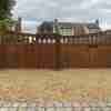 slatted bow top driveway gates - tarmec and croft fencign and gates 01787 224848
