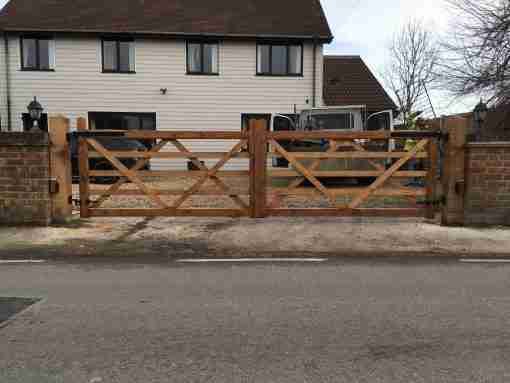 Pair of 5 Bar Gates solid bottom rail automated Tarmec and Croft fencing and gates 01787 24848