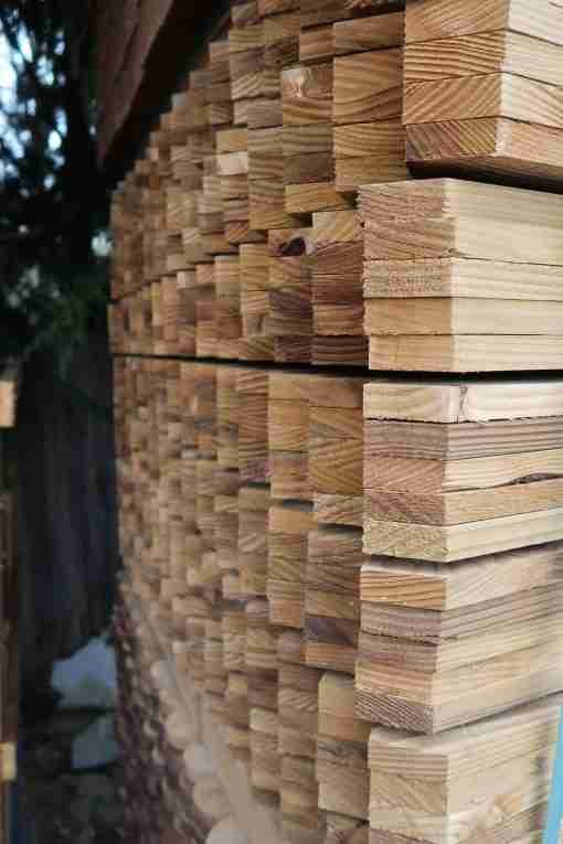 pointed picket end view of stacked stock - tarmec and croft fencing and gates ltd 01787 224848