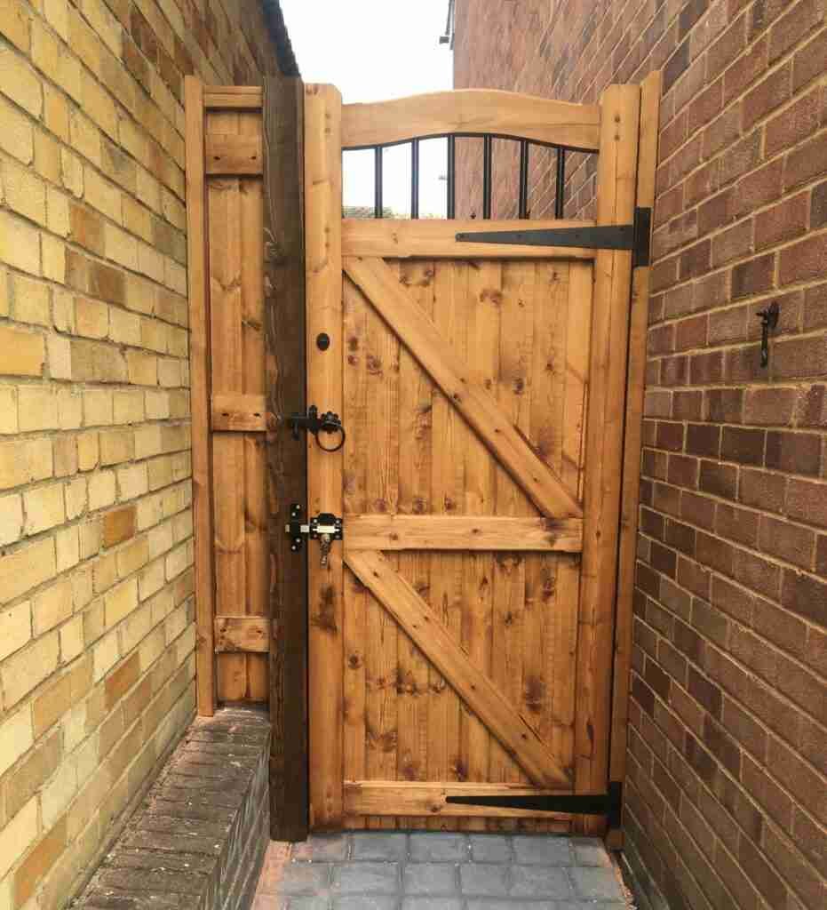 Dedham Side Gate in softwood with infill Tarmec and Croft fencing and Gates 01787 224848