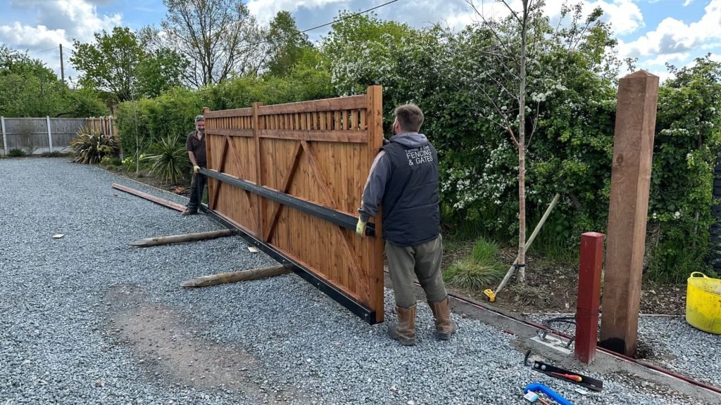 Sliding gates being fitted in Essex