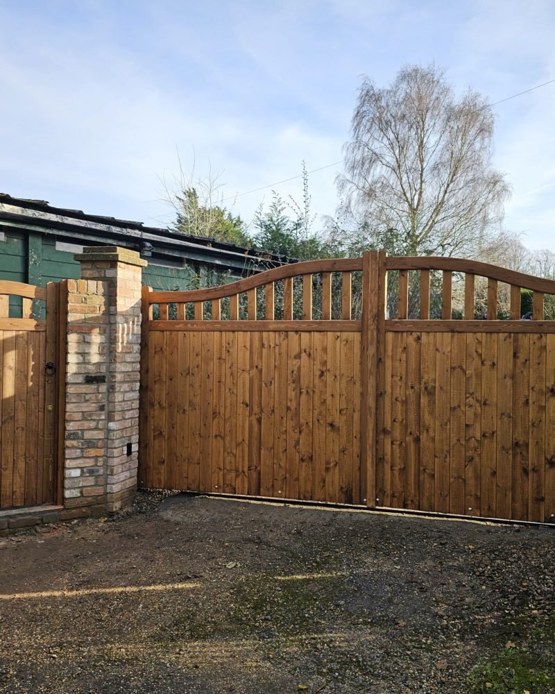 Colne Valley Sliding Gate with matching side gate softwood