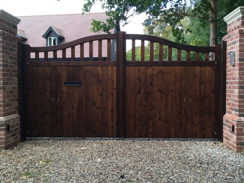Colne Valley Slatted Bow top gates in treated softwood