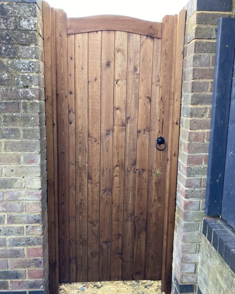 Essex side gate softwood light brown Tarmec and Croft Fencing and Gates Ltd